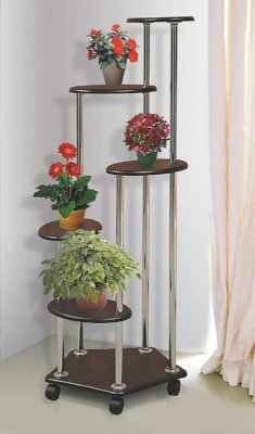 Подставка для комнатных растений деревянная напольная, 4 полки, этажерка для цветов 150х60,5х34 см.